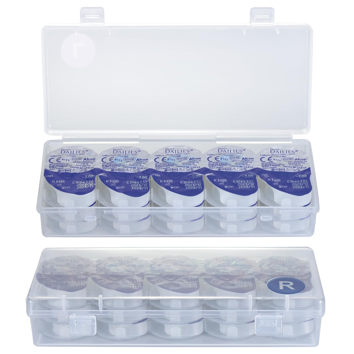 JynJyn étui lentilles 2-pack ouvert, stockage pratique pour lentilles quotidiennes