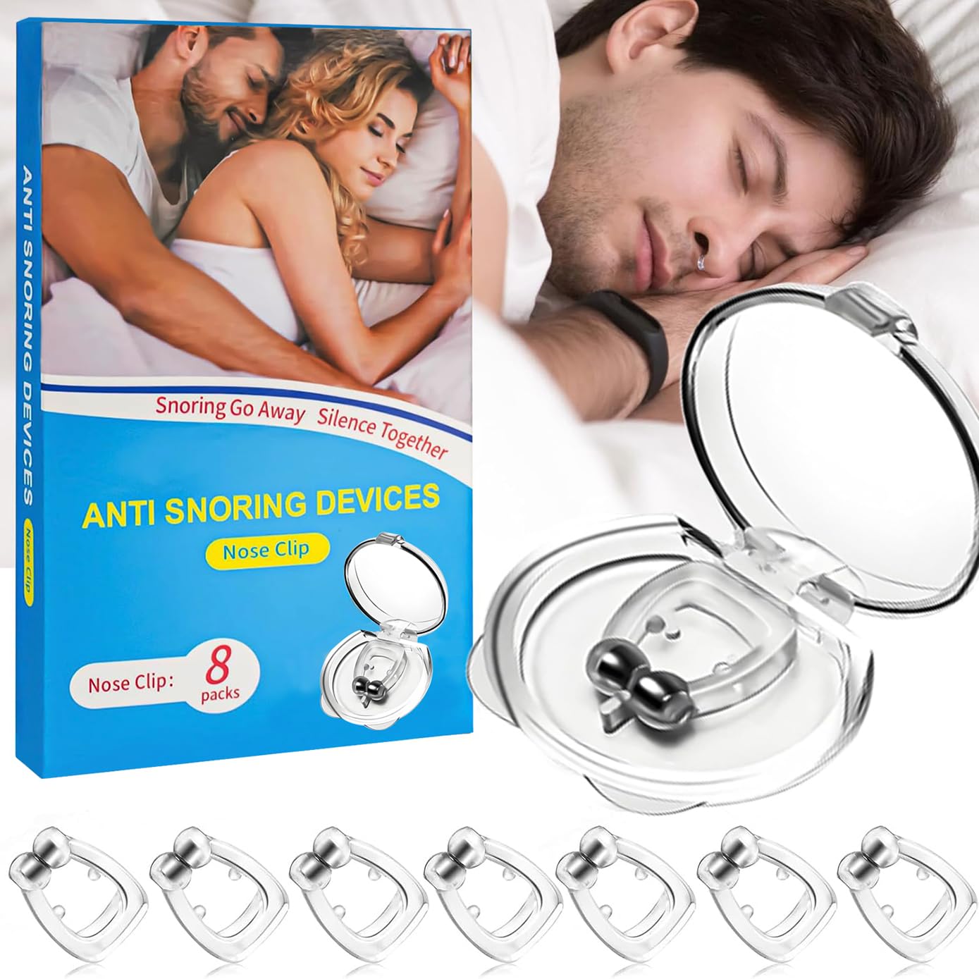 Clip nasal magnétique JZOUUK en place, flux d’air nocturne plus fluide.