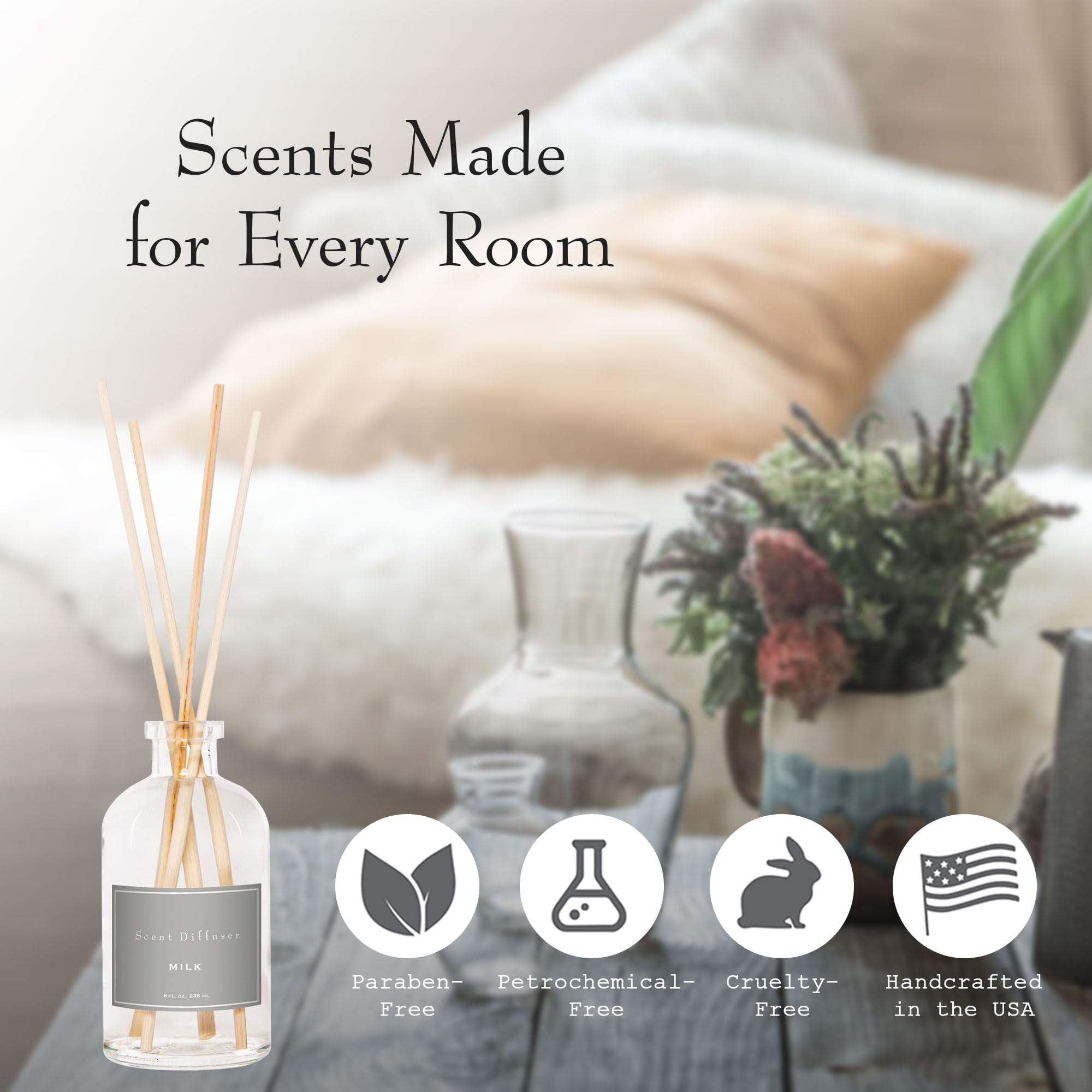 K. Hall Designs diffuseur lait: bâtons épais pour diffusion maximale.