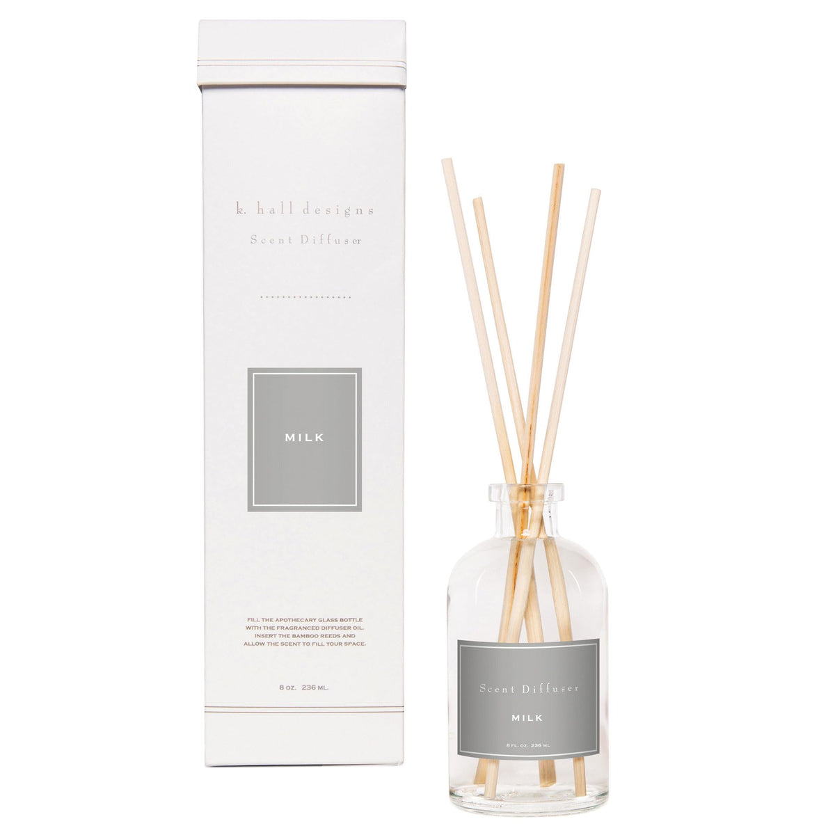 Diffuseur lait K. Hall Designs: bouteille en verre incassable, ambiance durable.