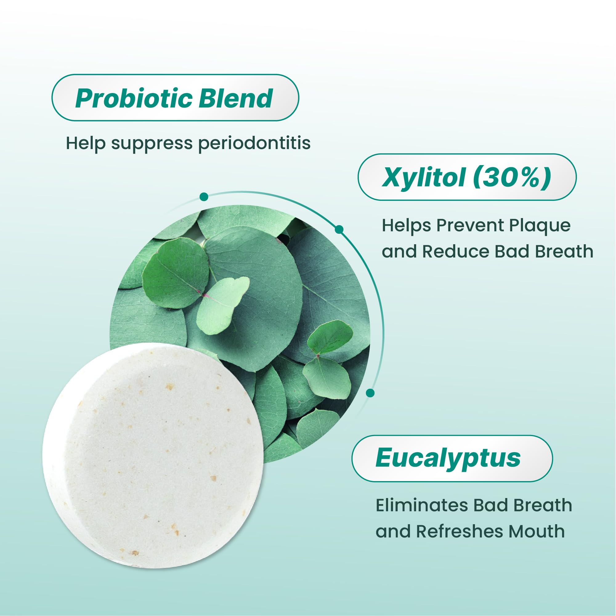 K-NUTRA Dentifresh Mint contient 7 milliards de probiotiques pour l'équilibre buccal.