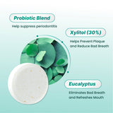K-NUTRA Dentifresh Mint contient 7 milliards de probiotiques pour l'équilibre buccal.