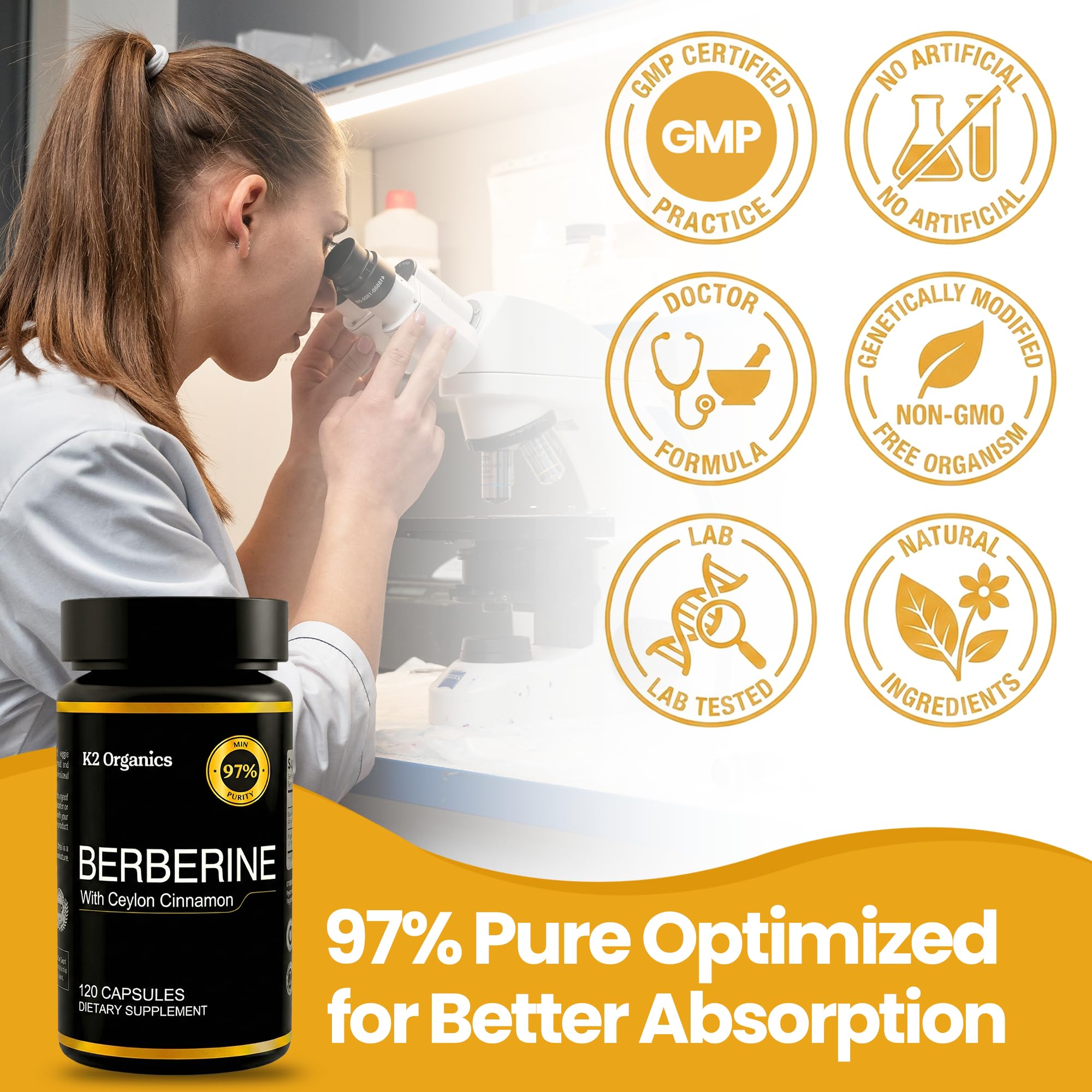 Usage quotidien de Berberine K2 Organics, pratique à intégrer avec les repas.
