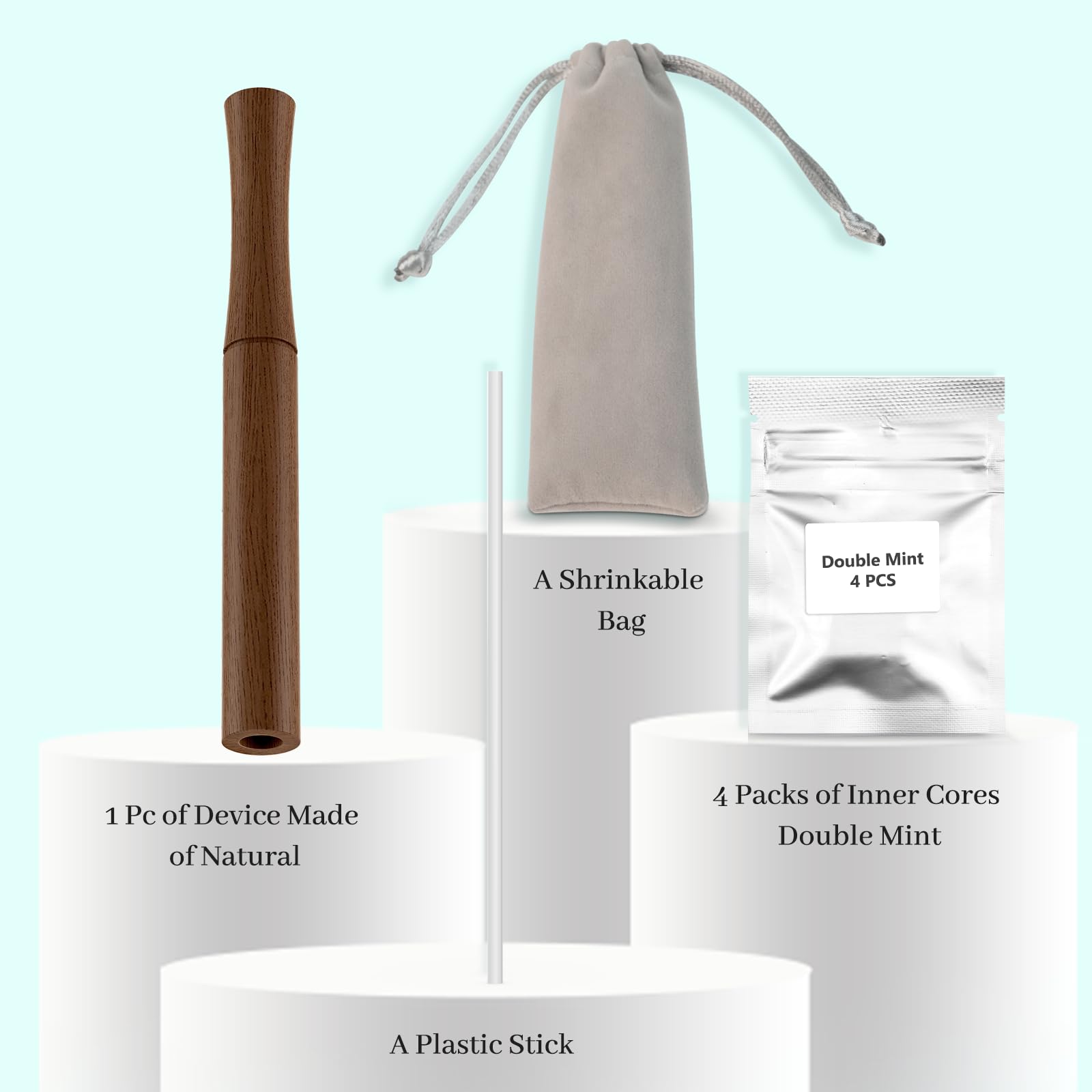 KACILEN inhalateur bois-noix-durable – sensation naturelle et durabilité.
