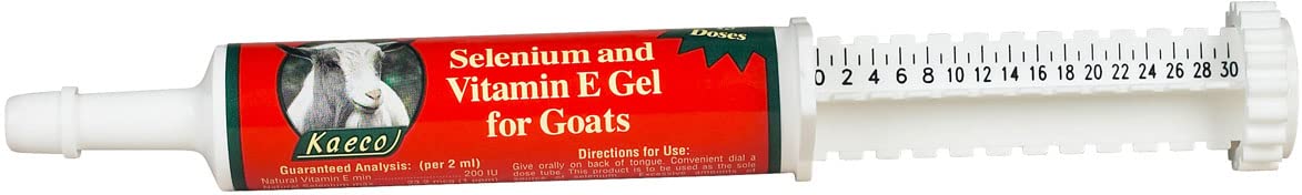 Gel Kaeco sélénium vitamine E pour chèvres, tube 80 ml, pratique pour les soins courants.