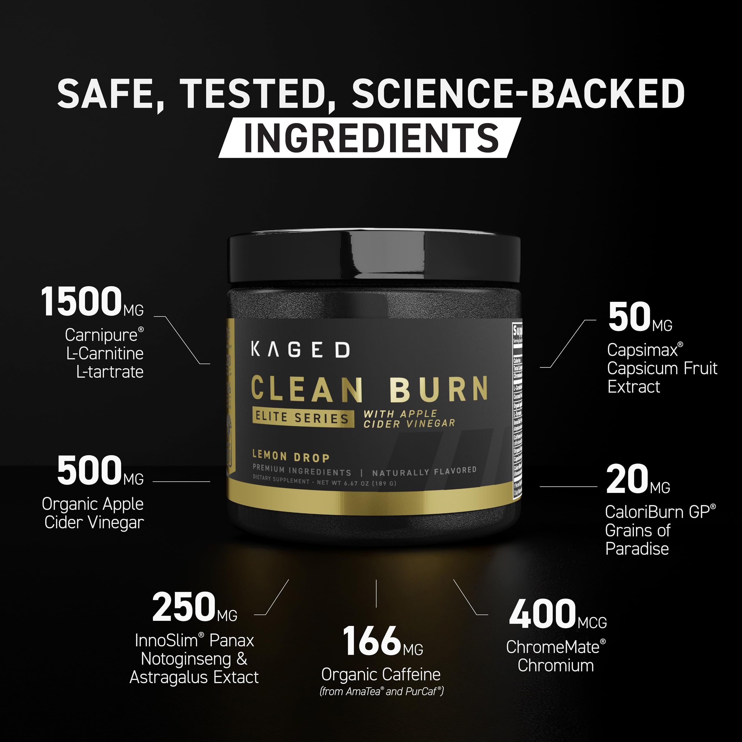 Poudre thermogénique Kaged Clean Burn Elite prête à mélanger