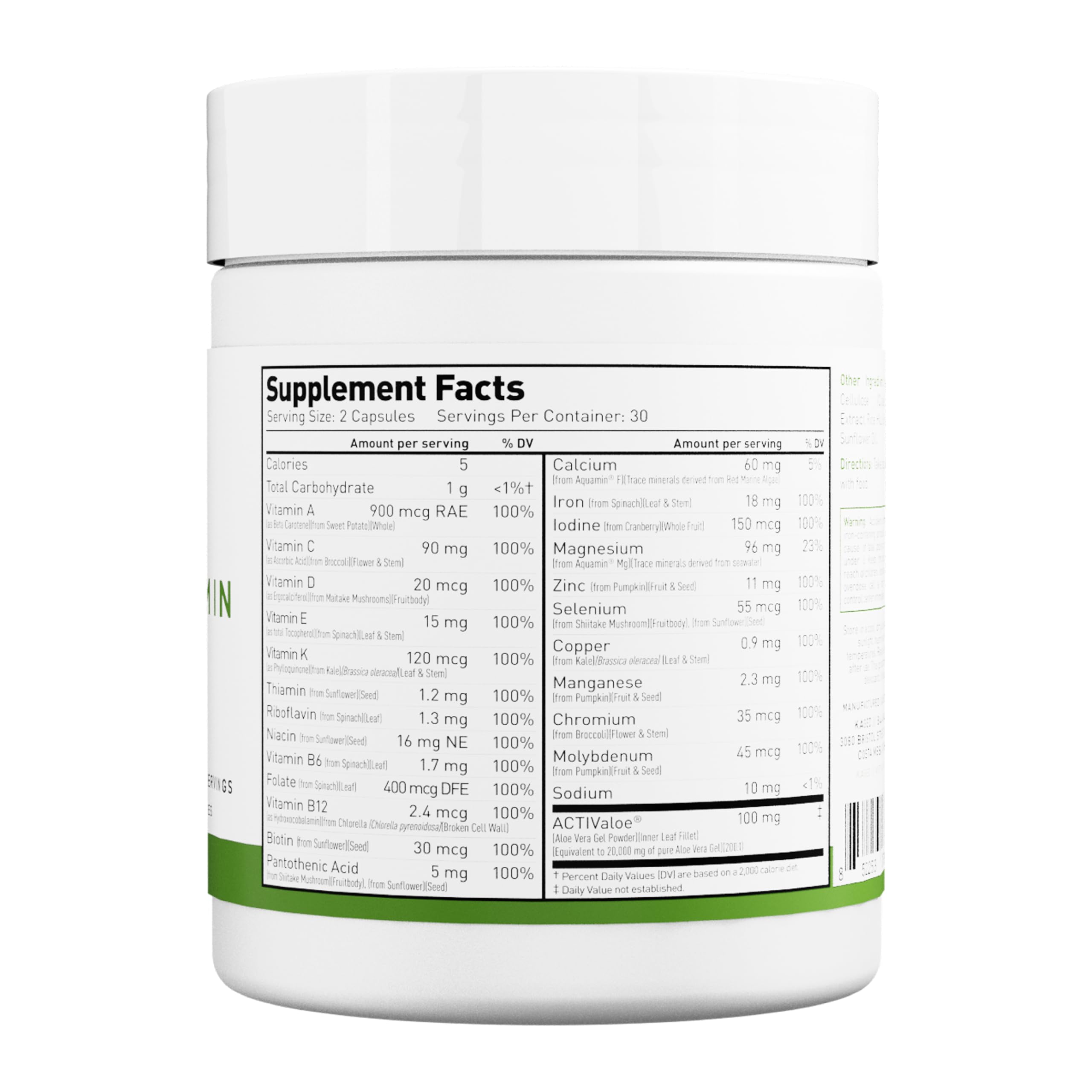 Kaged Multivitamin capsules faciles à avaler complètent l’alimentation.