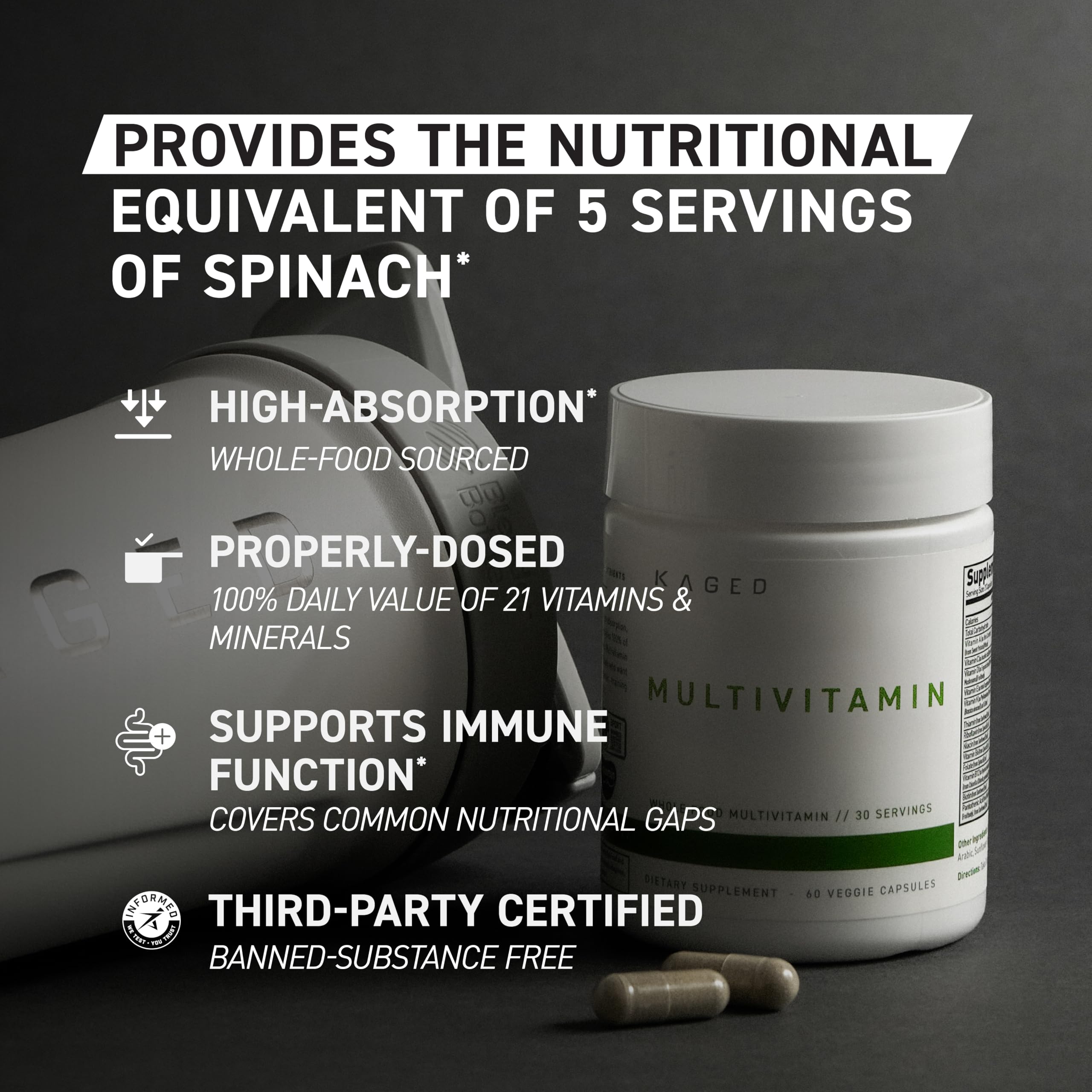 Kaged Multivitamin formulation une prise par jour pour la simplicité.