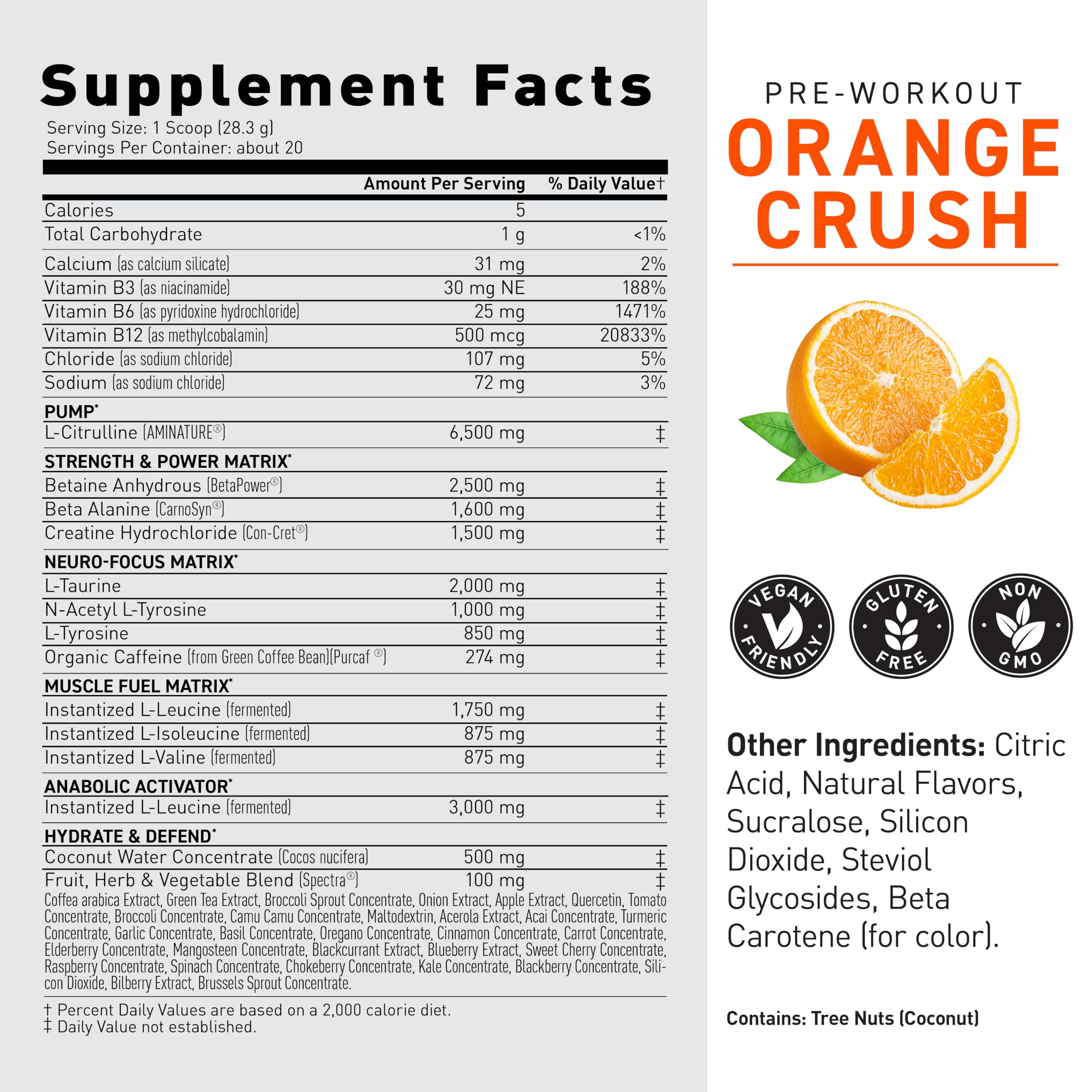 Shaker Kaged Orange Crush pour mélanger facilement la boisson pré-entraînement.