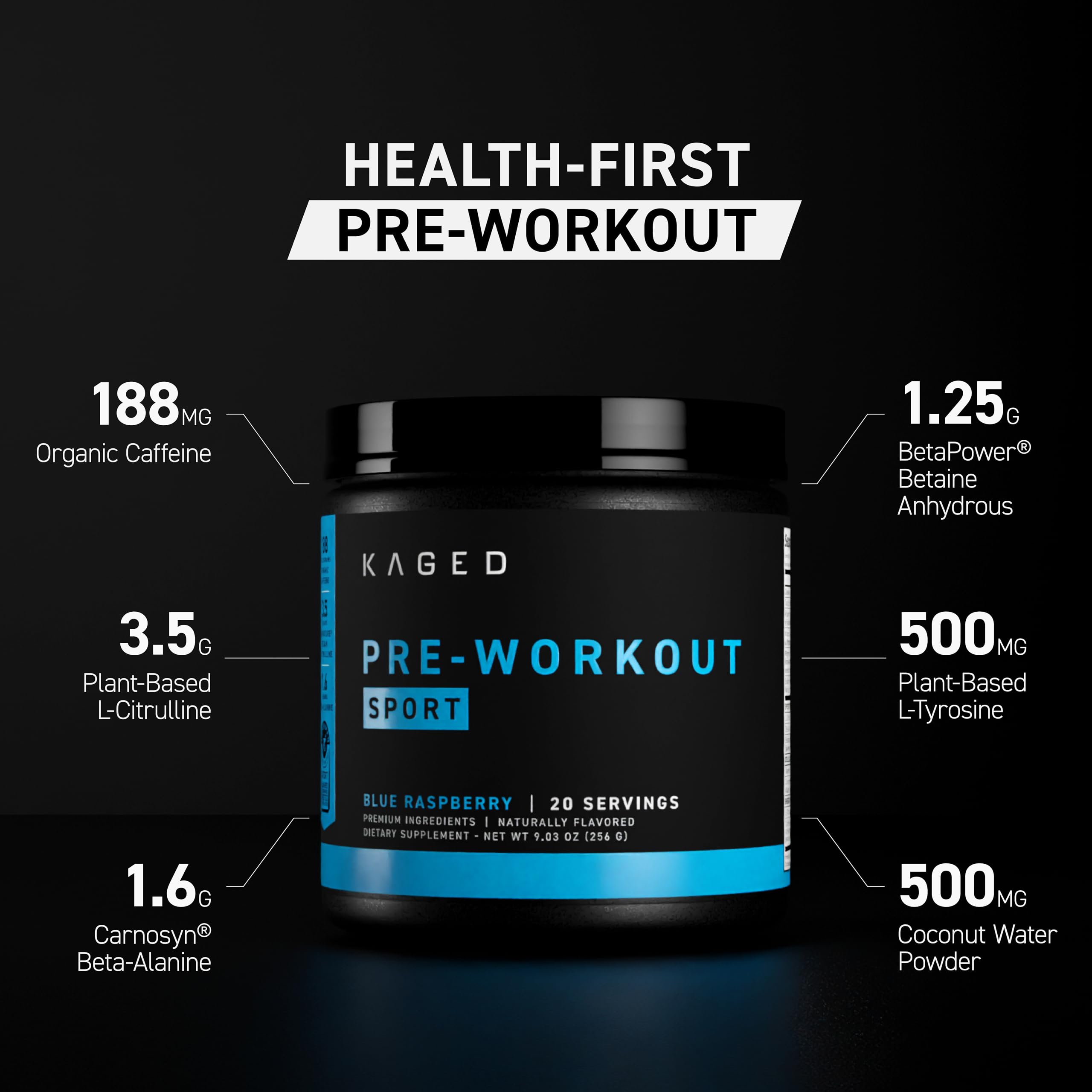 Kaged Original Pre Workout Pink Lemonade – scoop rose pour énergie concentrée.