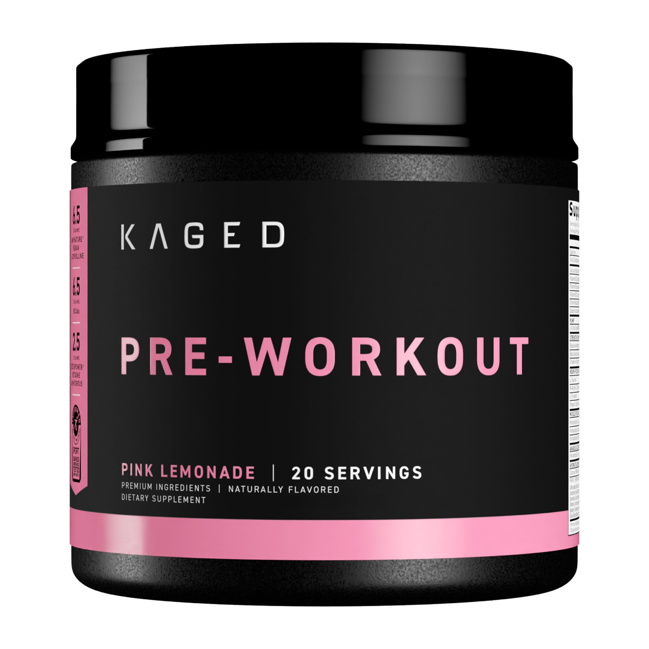 Kaged Original Pre Workout Pink Lemonade, shaker prêt pour énergie durable.
