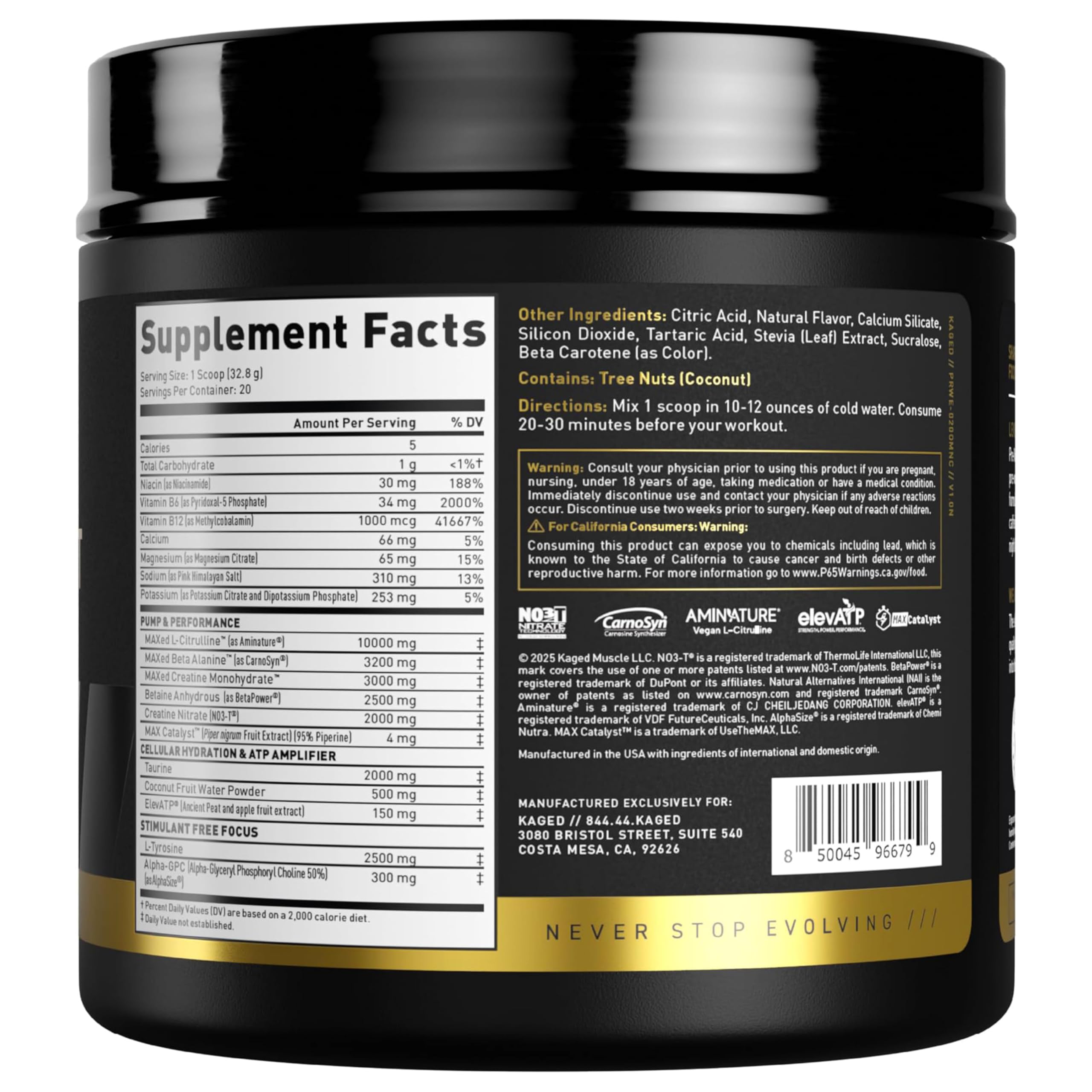 Kaged Pré-entraînement Elite Orange Mango - arôme fruité pour votre routine