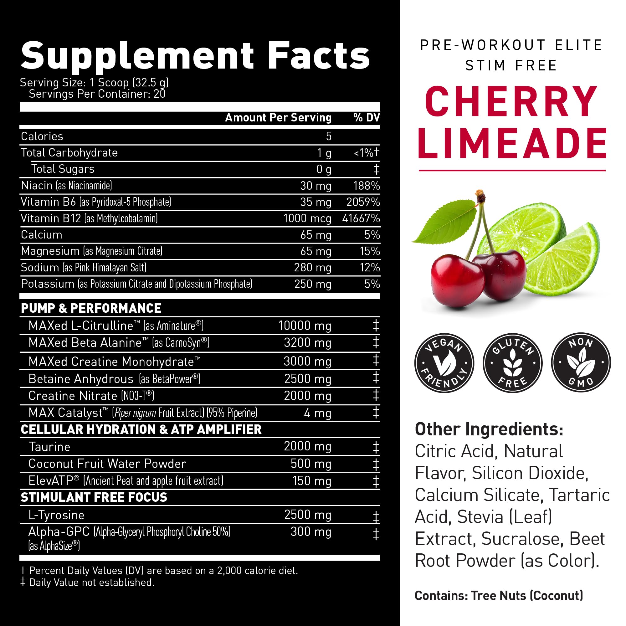 Kaged Pre-Entraînement Elite Stim Free, L-Citrulline pour des pumps renforcés.