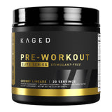 Kaged Pre-Entraînement Elite Stim Free, poudre cerise-limeade, énergie ciblée sans caféine.