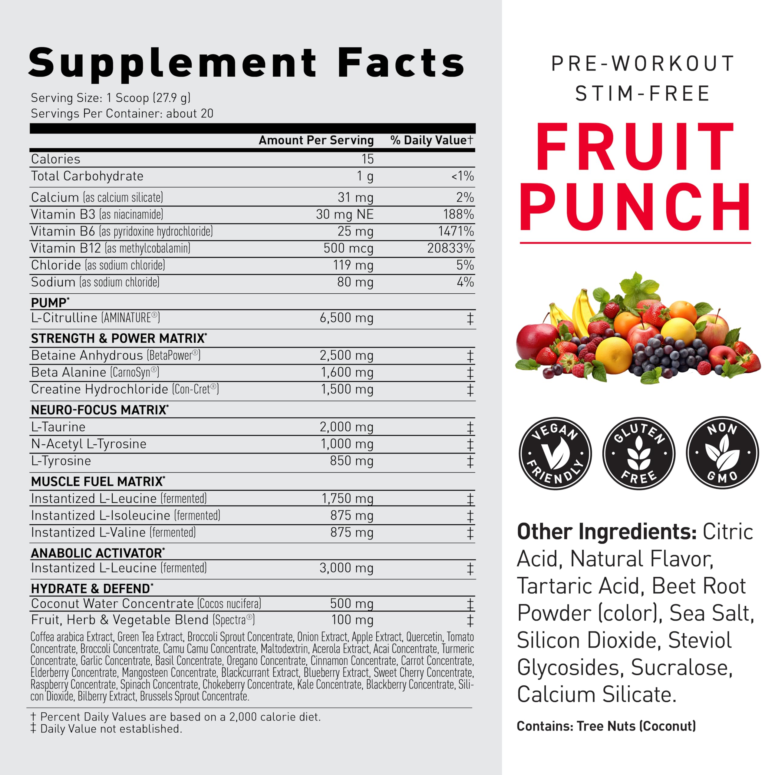 Portion-max 32 g de Kaged fruits-punch, dosage adapté à l’entraînement.