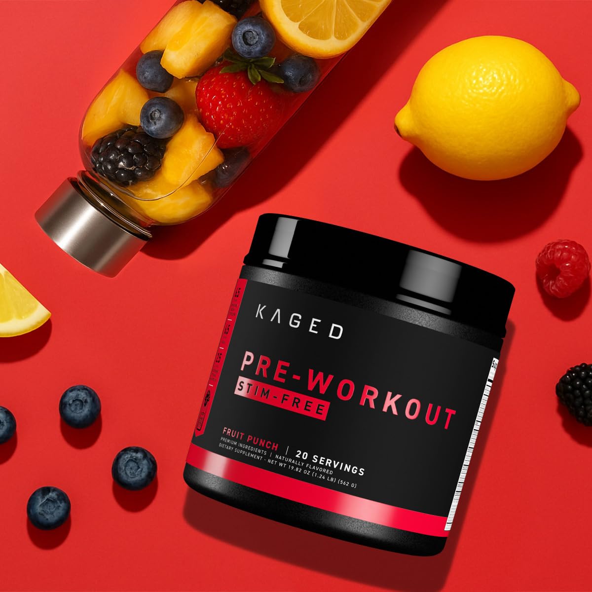 Scène sportive avec Kaged fruits-punch pendant l’effort.