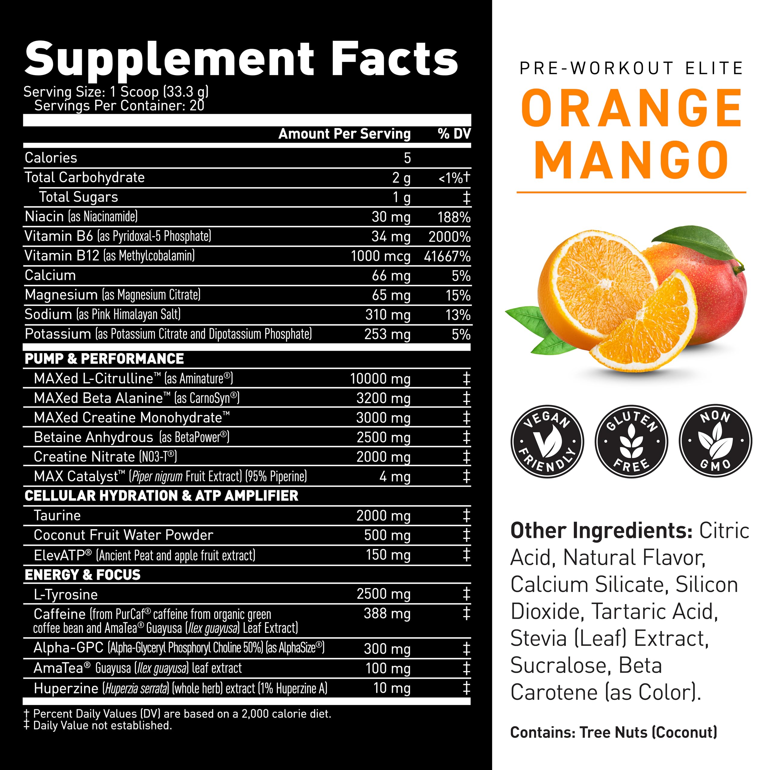 Kaged Pre Workout Elite Orange Mangue — énergie durable pour soutenir les séances intenses.