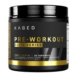 Kaged Pré-Entraînement Elite, poudre fruit punch, énergie soutenue pour l'entraînement.