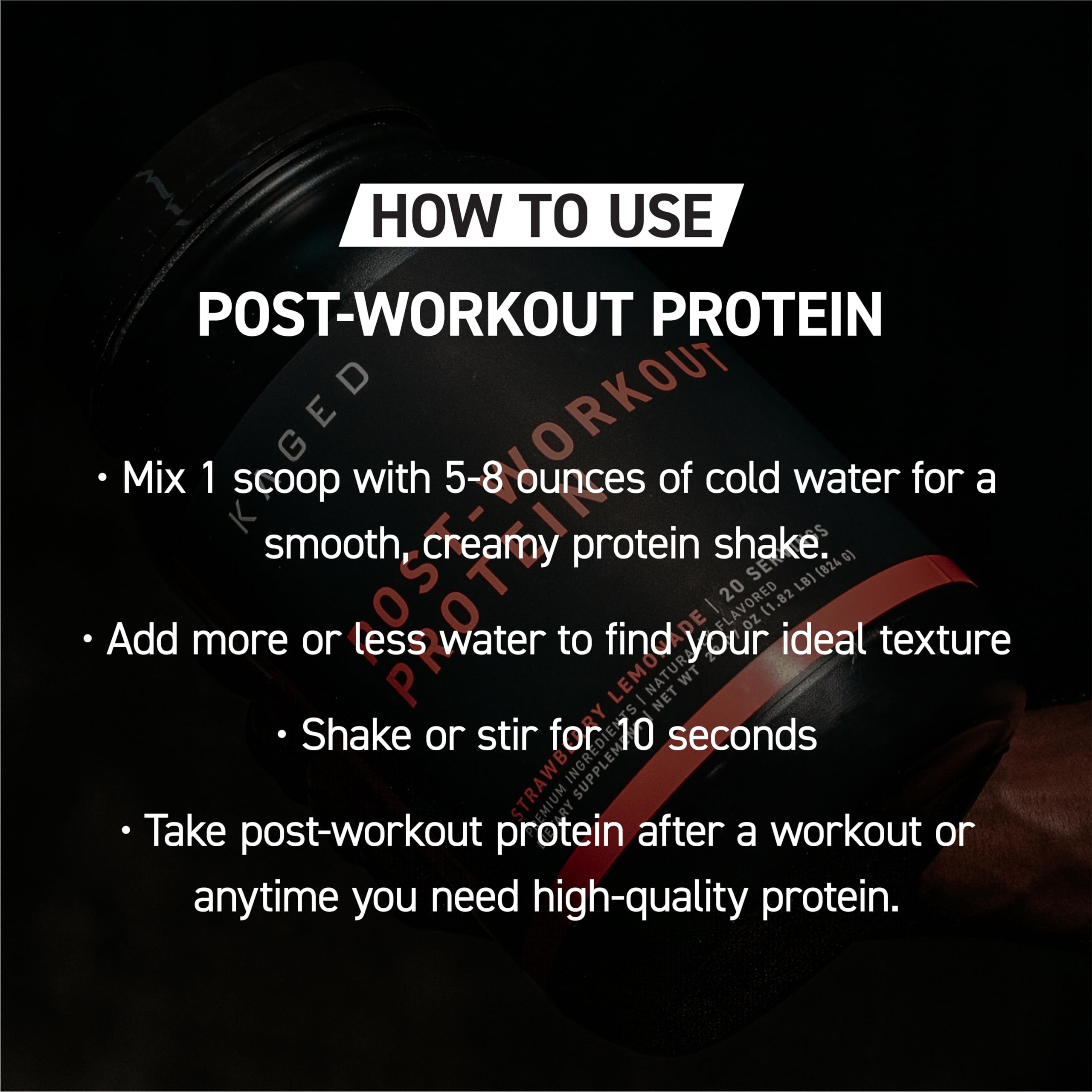Kaged Post Workout Protein, usage quotidien pour soutien nutritionnel