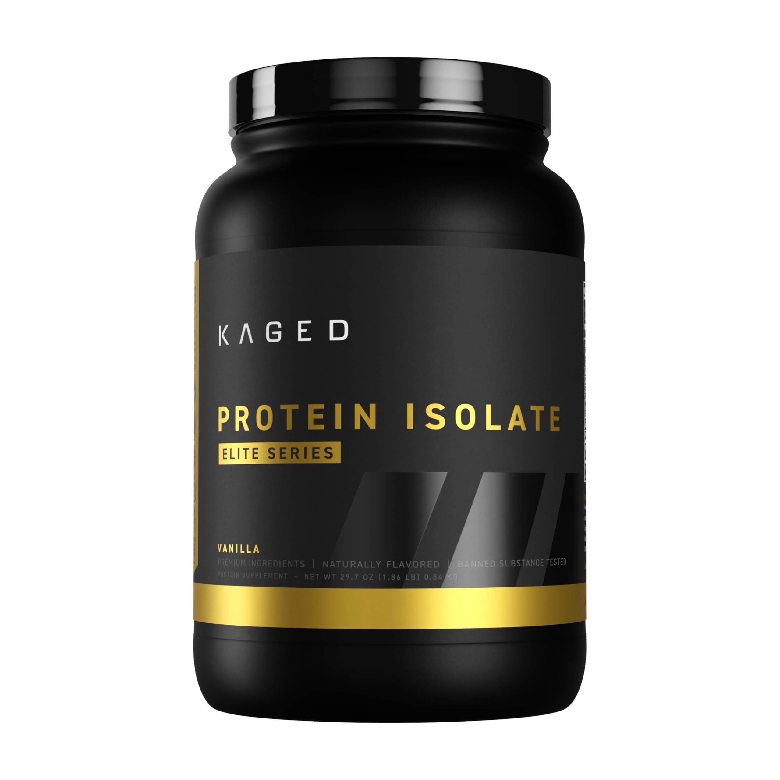 Kaged Protéine Isolat Elite – poudre vanille en bouteille pour un apport protéique pratique.