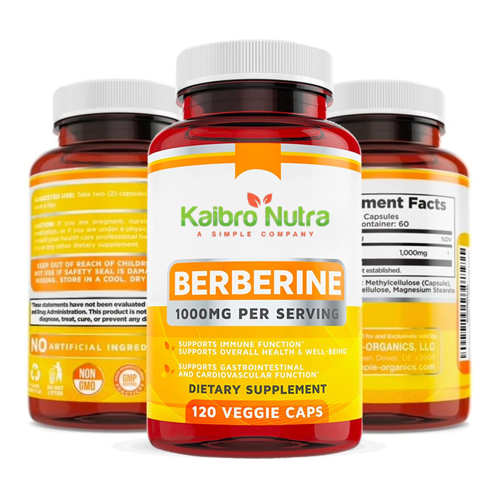 Kaibro Nutra Berberine: capsules dans le flacon, prise simple et pratique