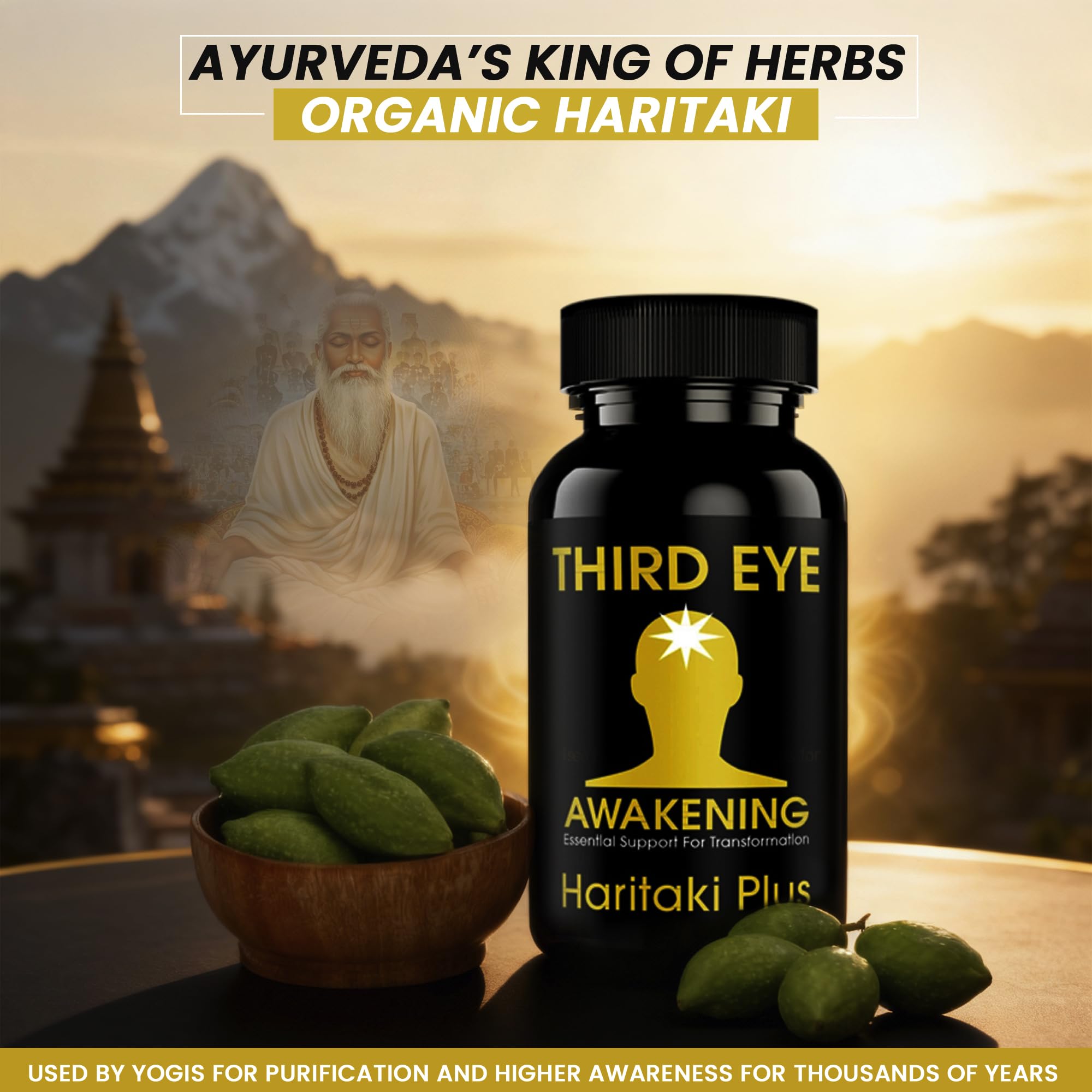 Kailash Herbals Haritaki, bouteille en ambiance bien-être, facilite la routine saine.