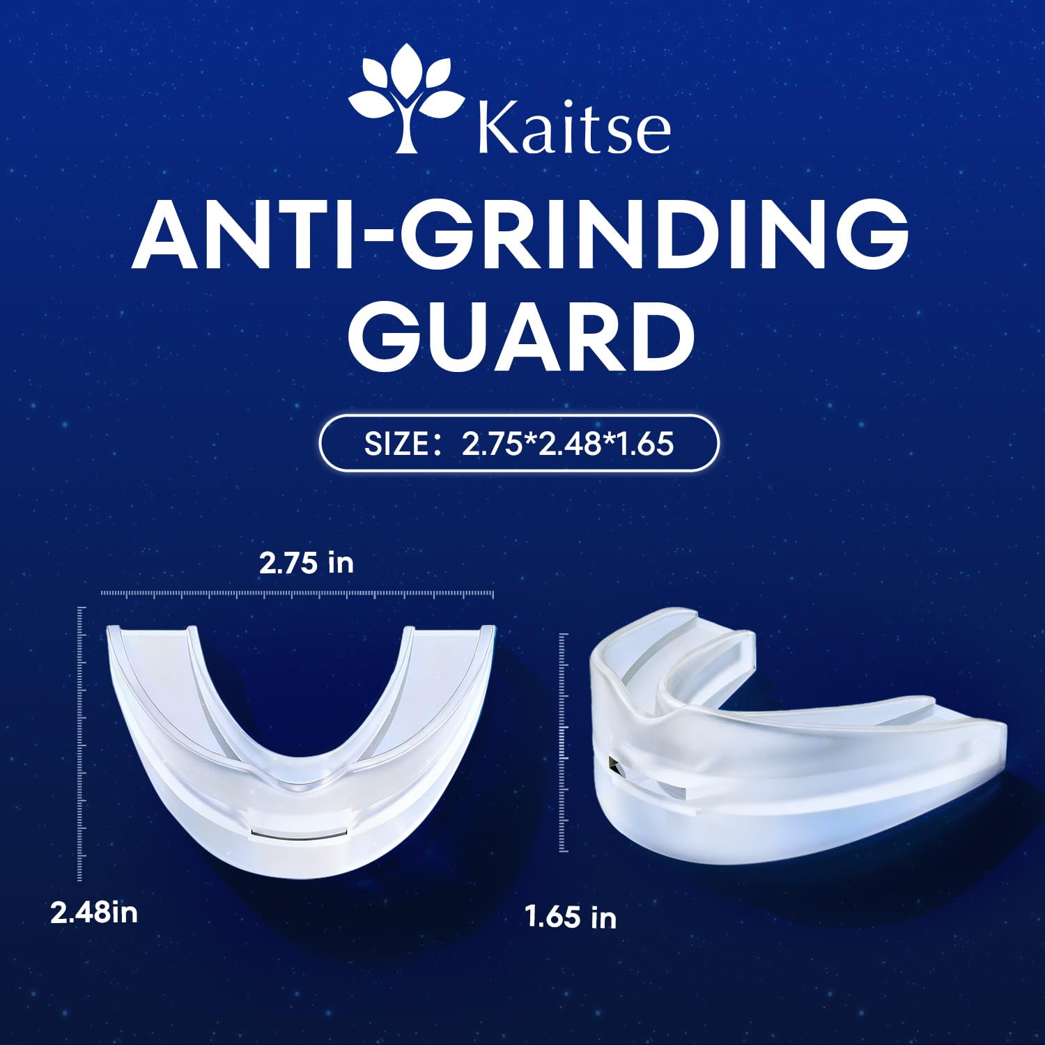 Kaitse garde-dents nocturne en EVA alimentaire, matériau doux offrant confort et protection.
