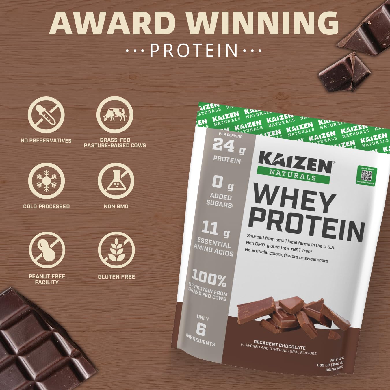 Kaizen Naturals Whey Protéine chocolat préparation: mélange sans effort pour une boisson onctueuse