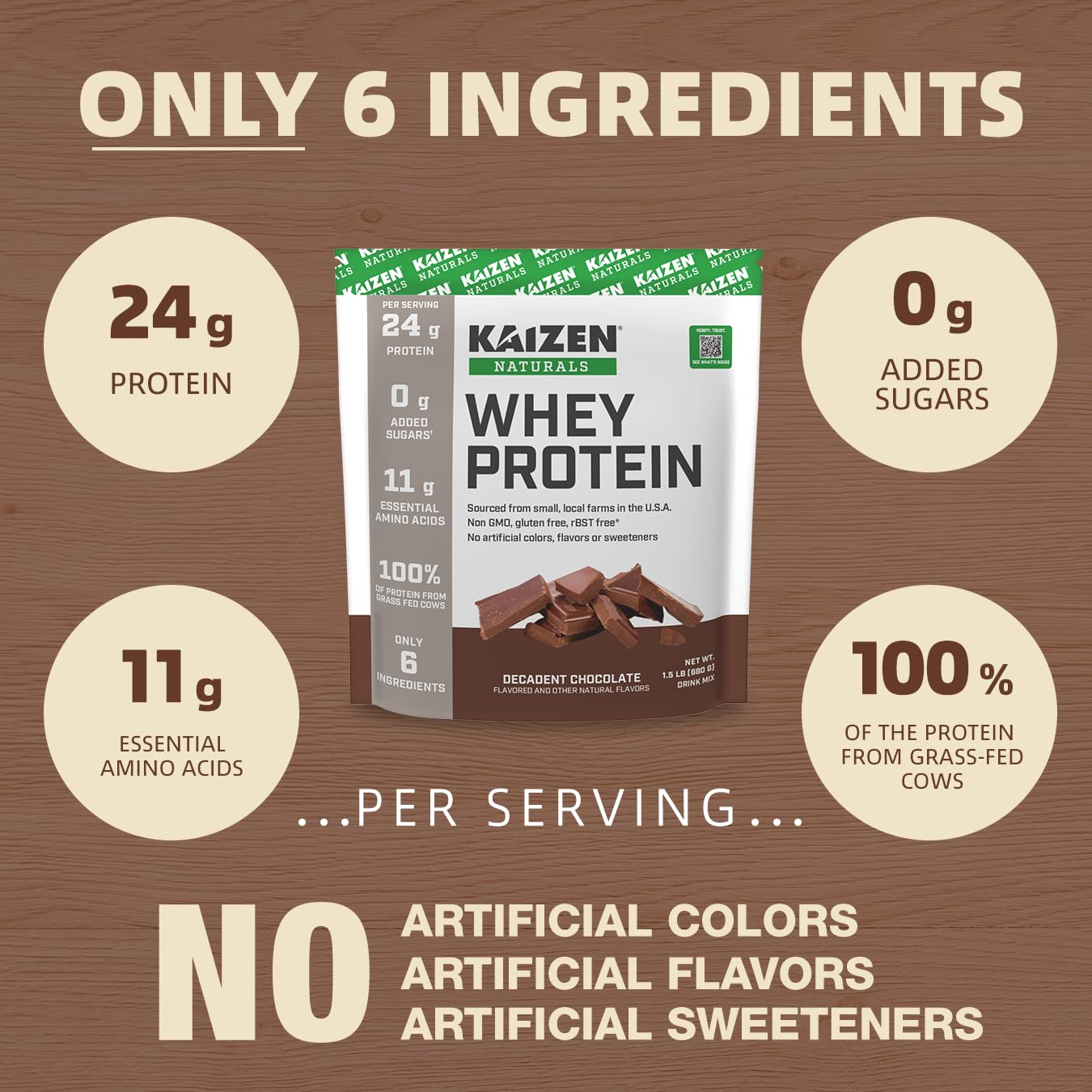 Kaizen Naturals Whey Protéine chocolat tableau nutritionnel: transparence sur les valeurs par portion
