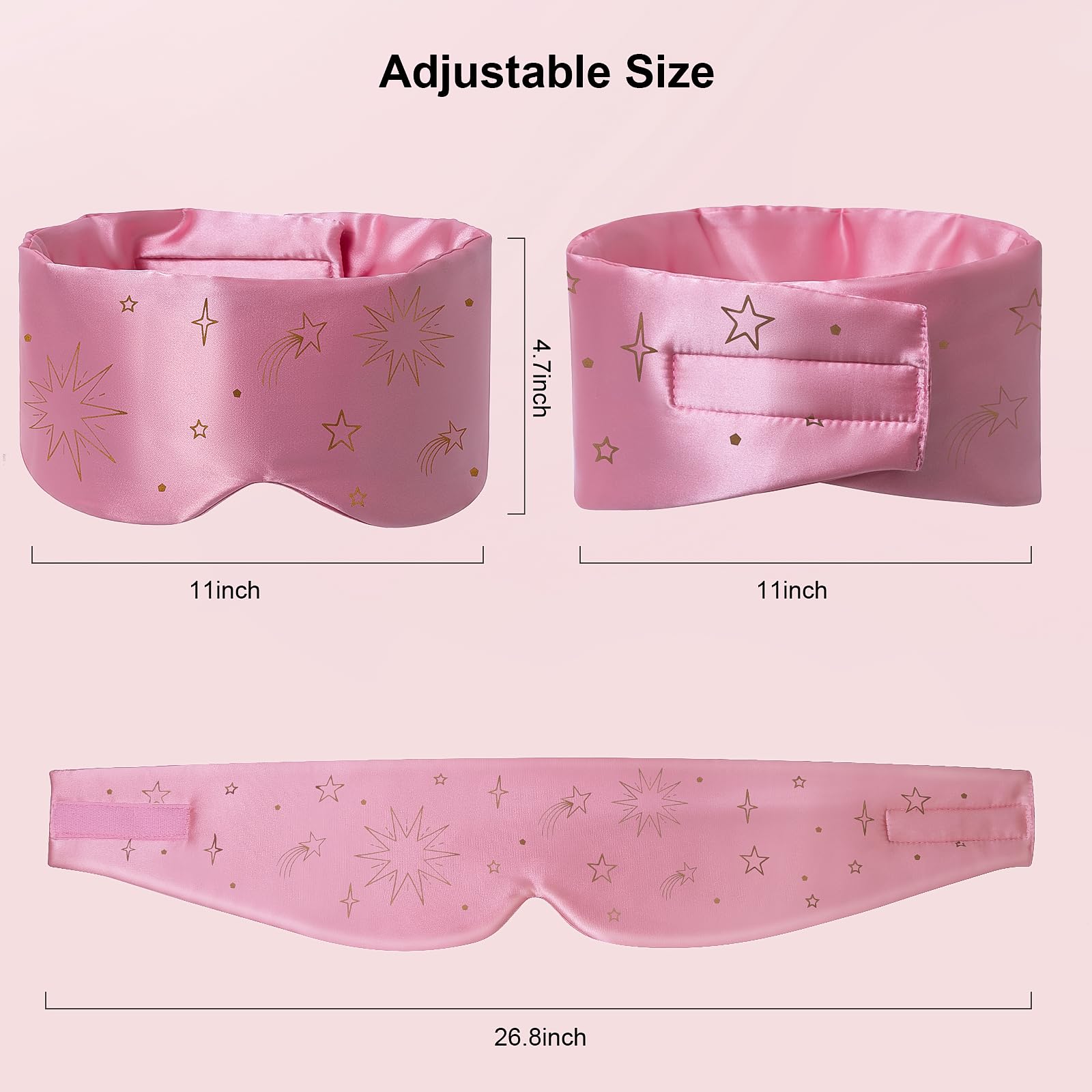 Masque KAKA Shining ajustable avec velcro rose pour maintien sûr.