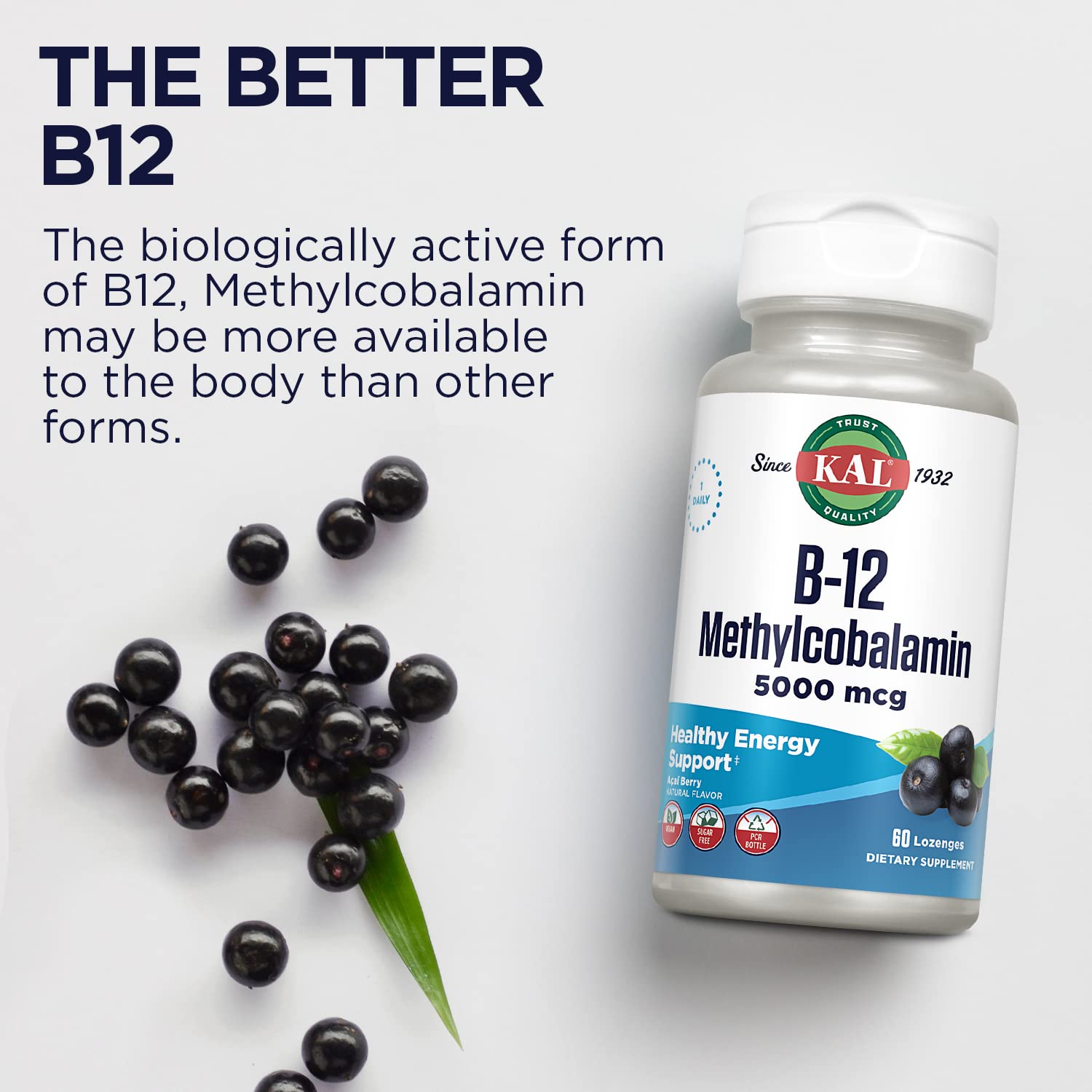 KAL B-12, 60 pastilles, routine quotidienne pratique.