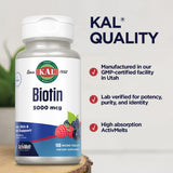 Kal Biotine 5000mcg, étiquette végétarienne: produit conforme à un régime végétarien.
