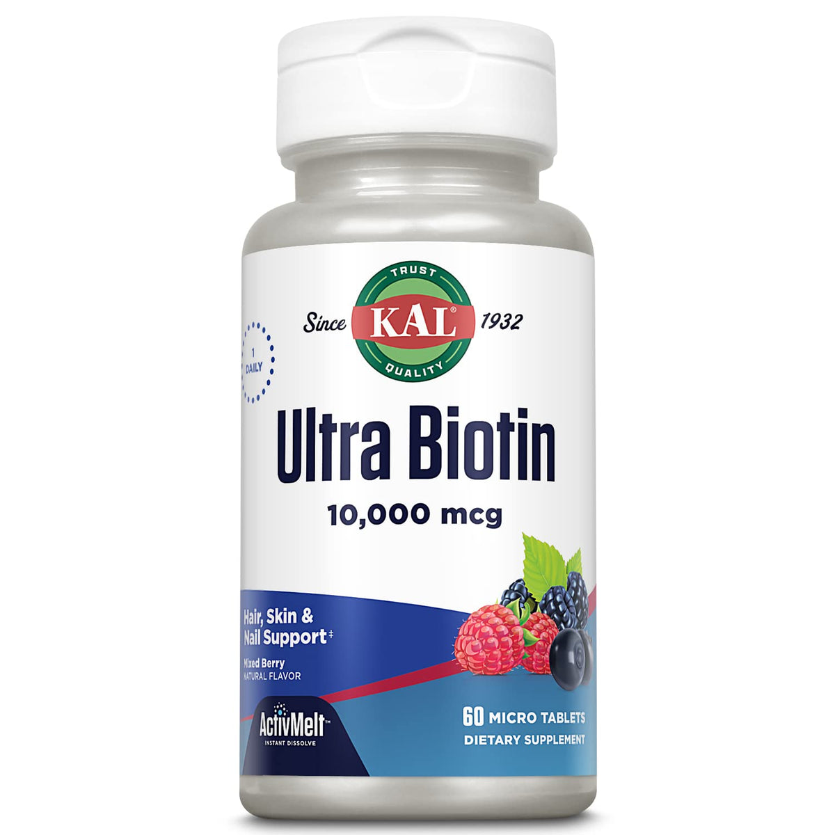 Bouteille KAL Biotin ActivMelt prête à intégrer votre routine beauté quotidienne.