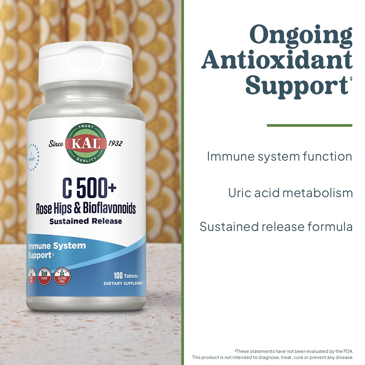 Kal C-500 cynorhodons et bioflavonoïdes pour un soutien antioxydant naturel