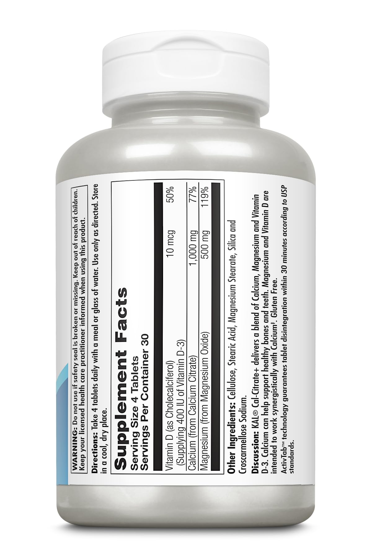 KAL Cal-Citrate+ calcium 1000 mg avec vitamine D-3 et magnésium pour un soutien osseux