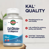 KAL Cal-Citrate+ emballage de 120 comprimés, prêt pour 30 portions