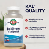 KAL Cal-Citrate+ composition D3 et magnésium: minéraux essentiels en synergie.