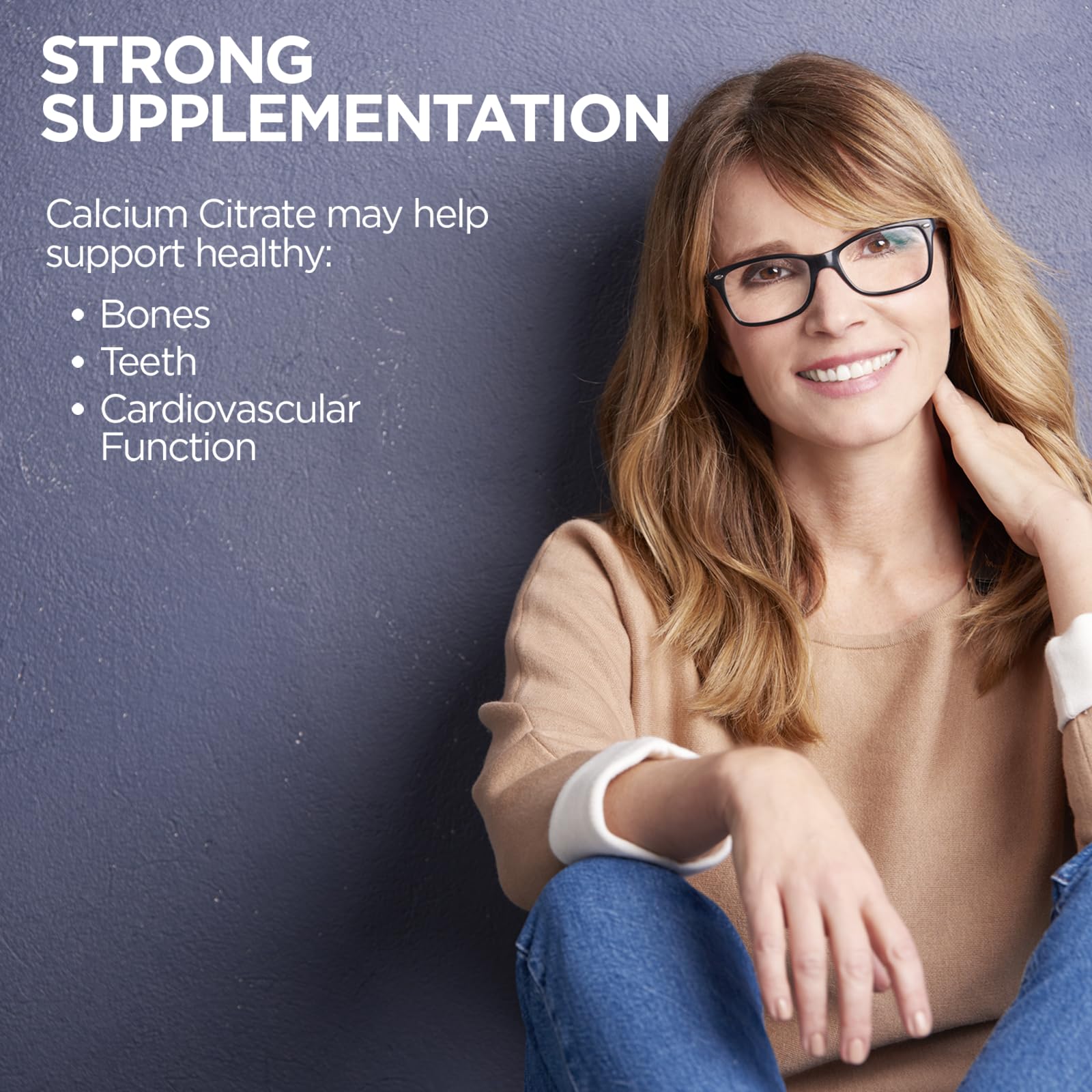 Kal Calcium Citrate 1000mg — trois comprimés par portion, apport quotidien utile.