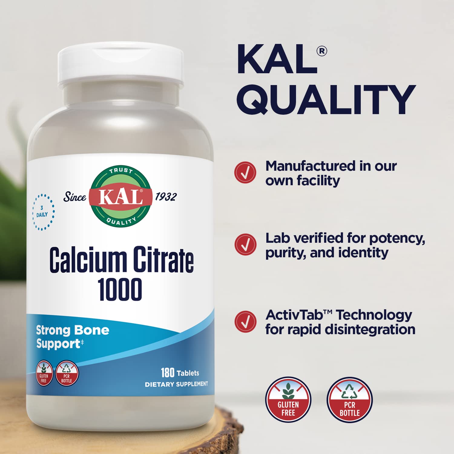 Kal Calcium Citrate 1000 mg – contrôle qualité réalisé en laboratoire.