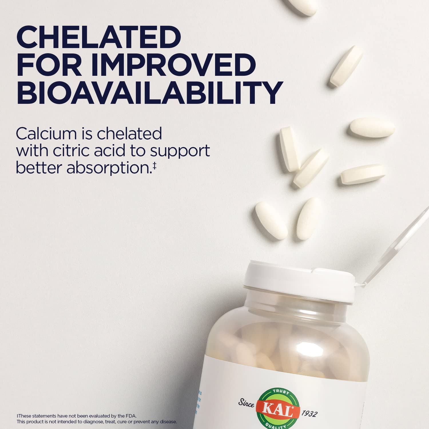 Kal Calcium Citrate 1000 mg – la Technologie ActivTab accélère la désintégration.