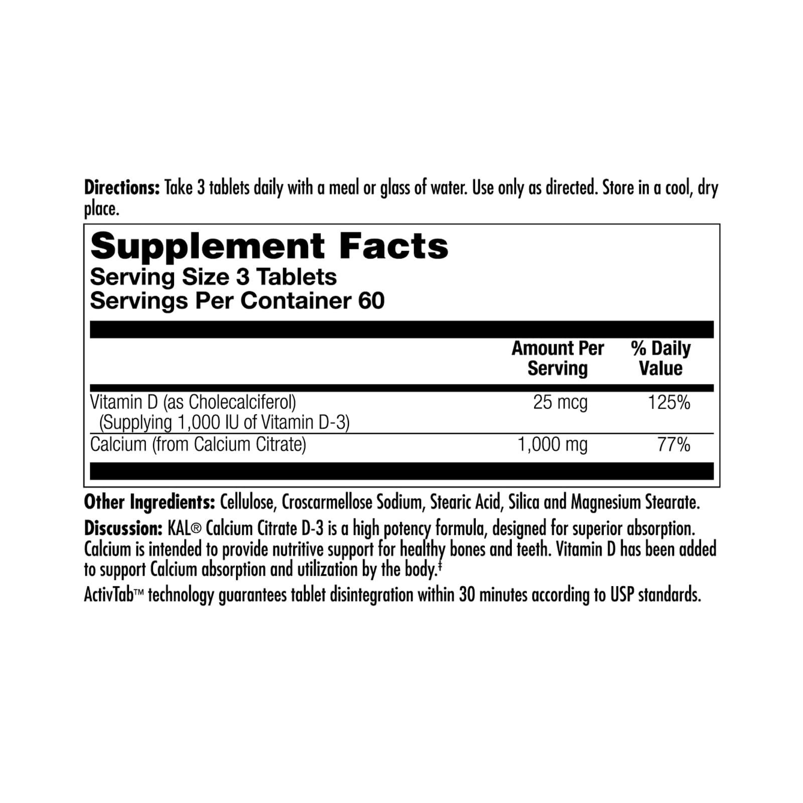 Kal calcium citrate tablettes, absorption optimale et soutien musculaire.