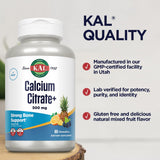 Kal Calcium Citrate – flacon et étiquette clairs garantissant qualité et traçabilité.