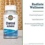 KAL Charbon activé 280 mg – capsules noires, forme simple à prendre.