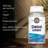 KAL Charbon activé 280 mg – étiquette lisible avec informations claires.