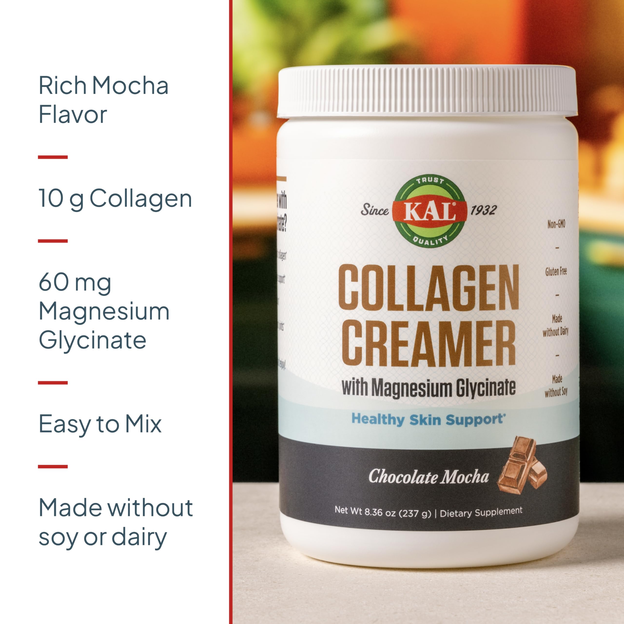 Ingrédients et collagène de KAL Collagen Creamer Mocha affichés