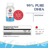 Étiquette Kal DHEA indiquant pureté 99 pourcent pour une qualité élevée
