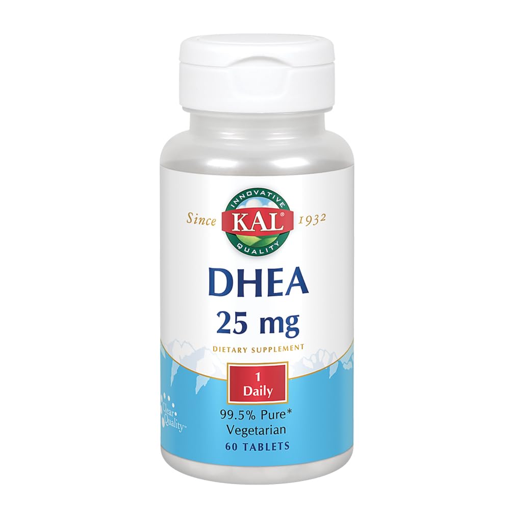 Kal DHEA végétarien flacon et capsules, soutien potentiel au bien-être général