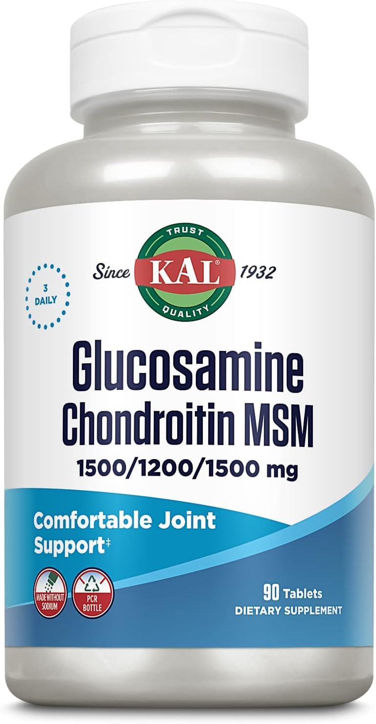 KAL Glucosamine Chondroïtine MSM - doseur inclus pour routine quotidienne.