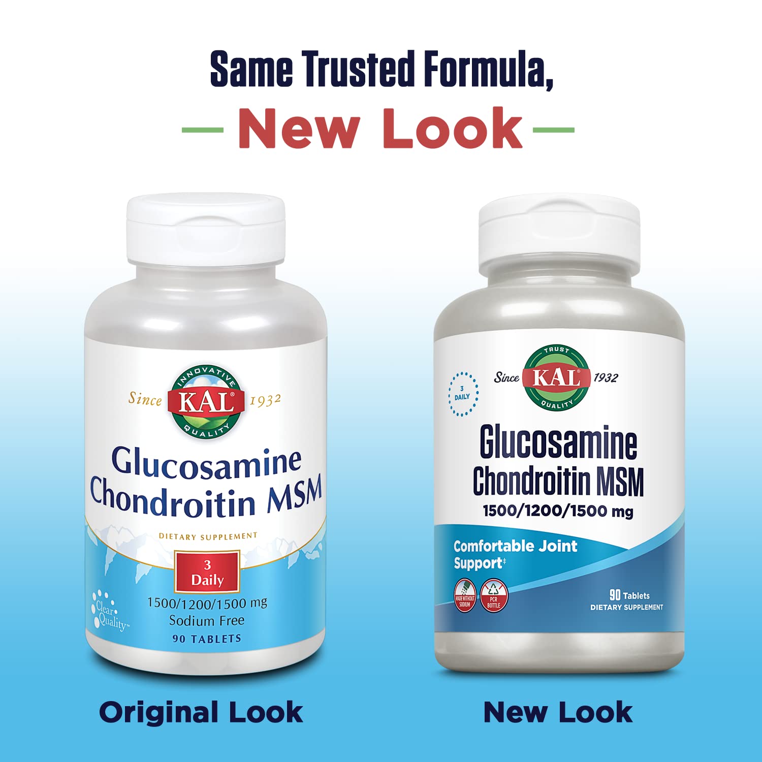 KAL Glucosamine Chondroïtine MSM - étiquette et composition visibles.