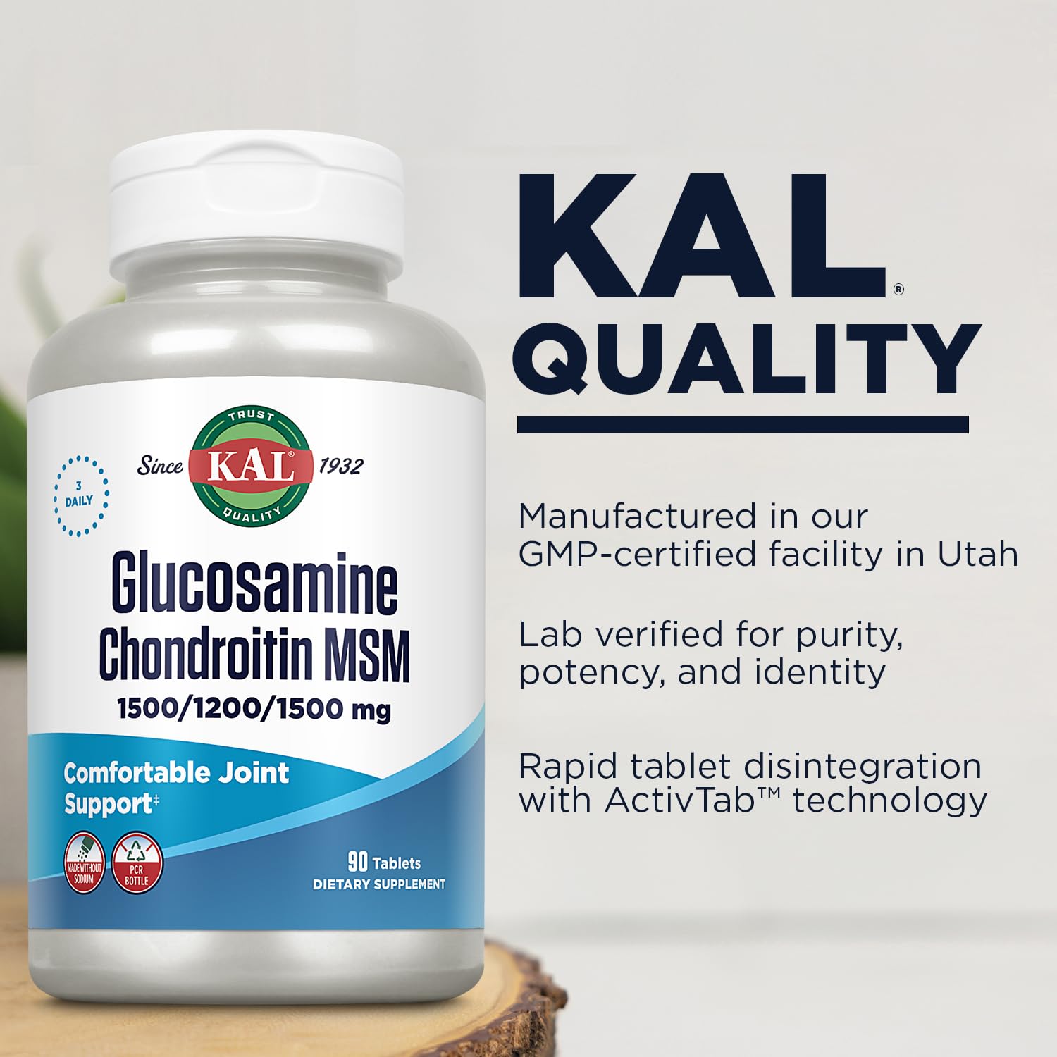KAL Glucosamine Chondroïtine MSM - emballage élégant et informatif.